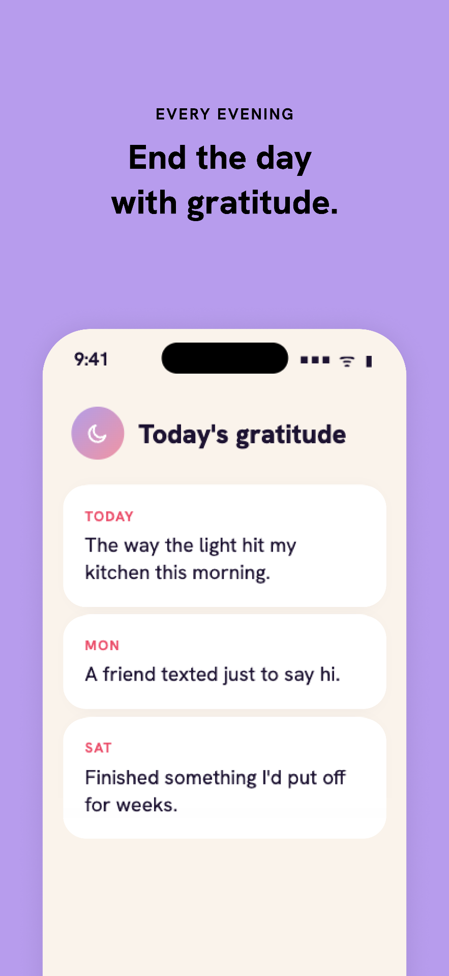 Evening gratitude entries