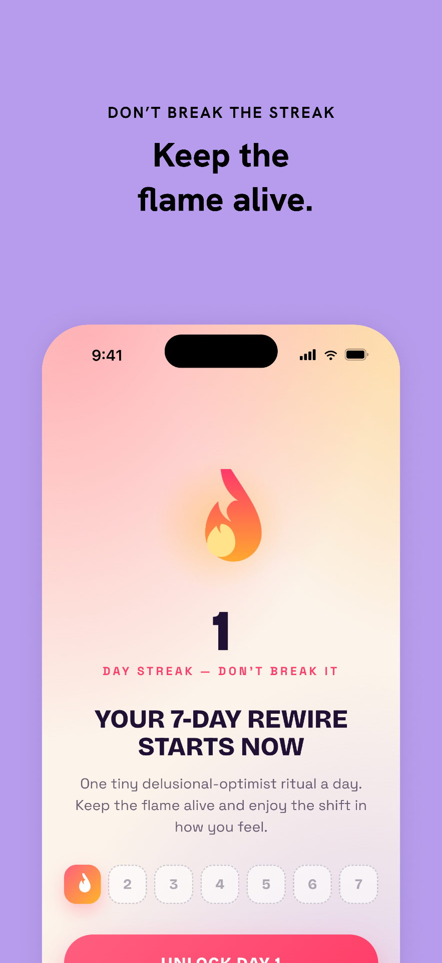 7-day streak rewire screen